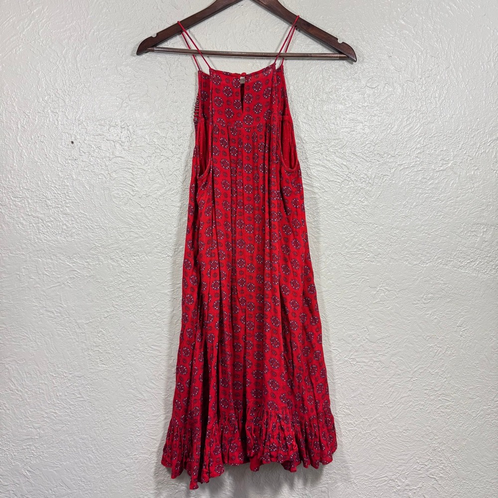 Evereve Braeve Beaded Dress Sundress Sm Gauzy Keyhole Ruffle Indie Boho Festival - Picture 6 of 12